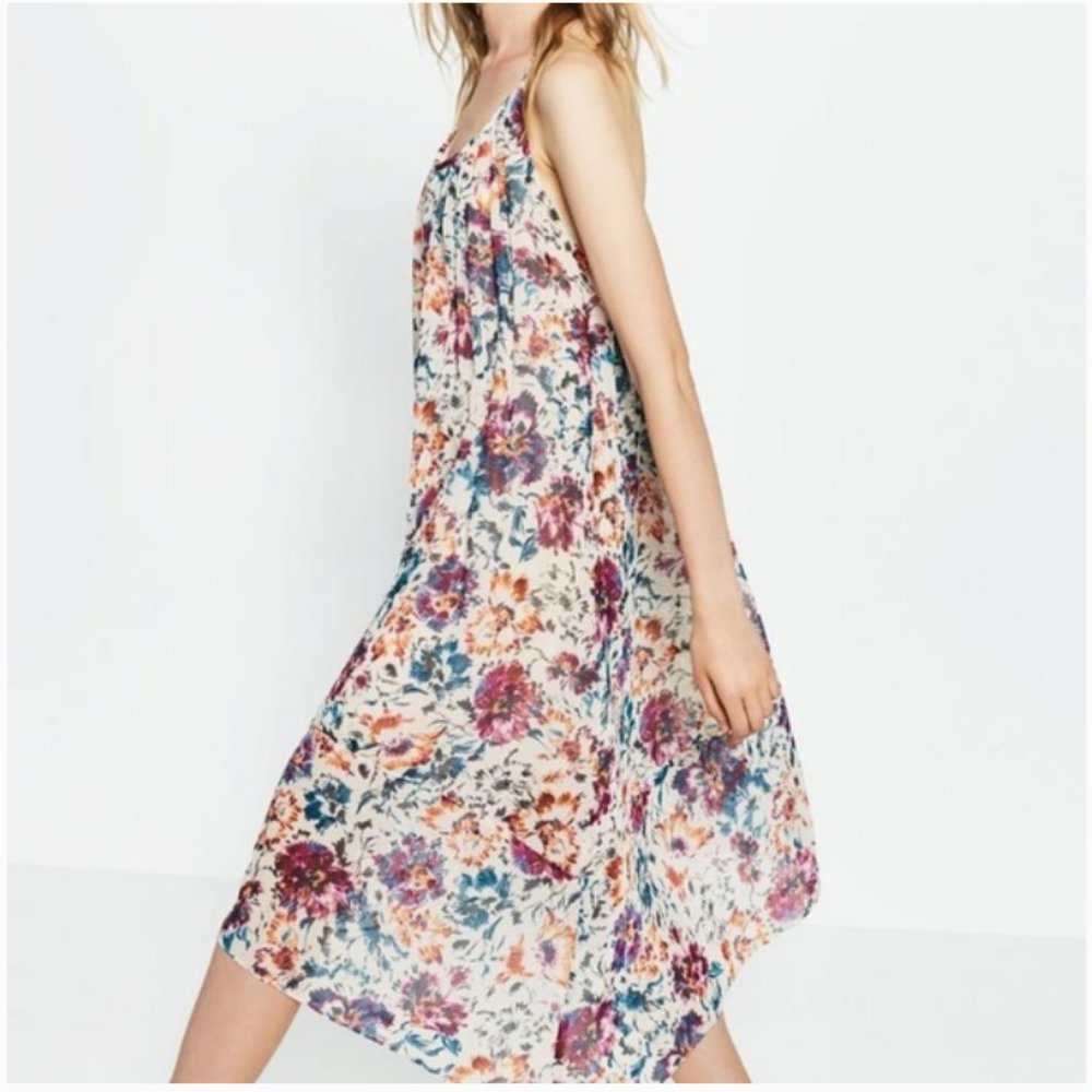 Zara Asymmetric Floral T Back Dress